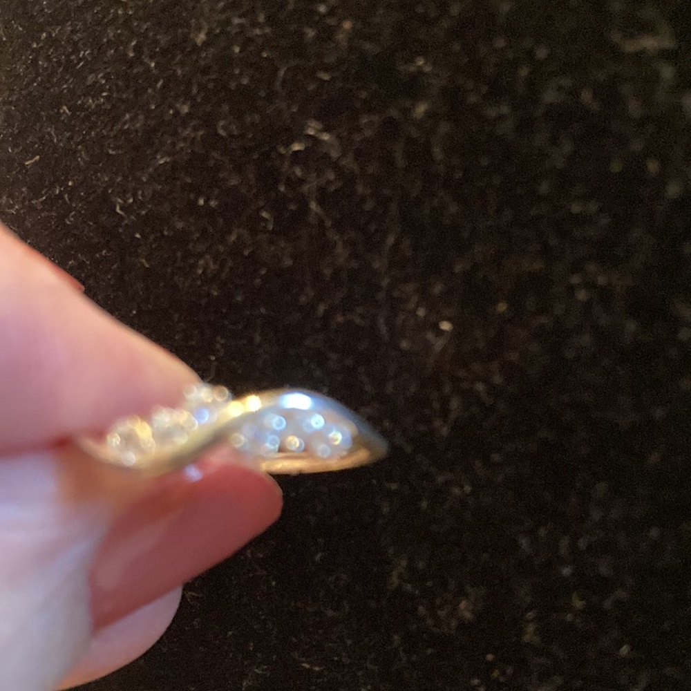 Silver 925 Wave Ring with Cubic Accents - Women's Jewelry